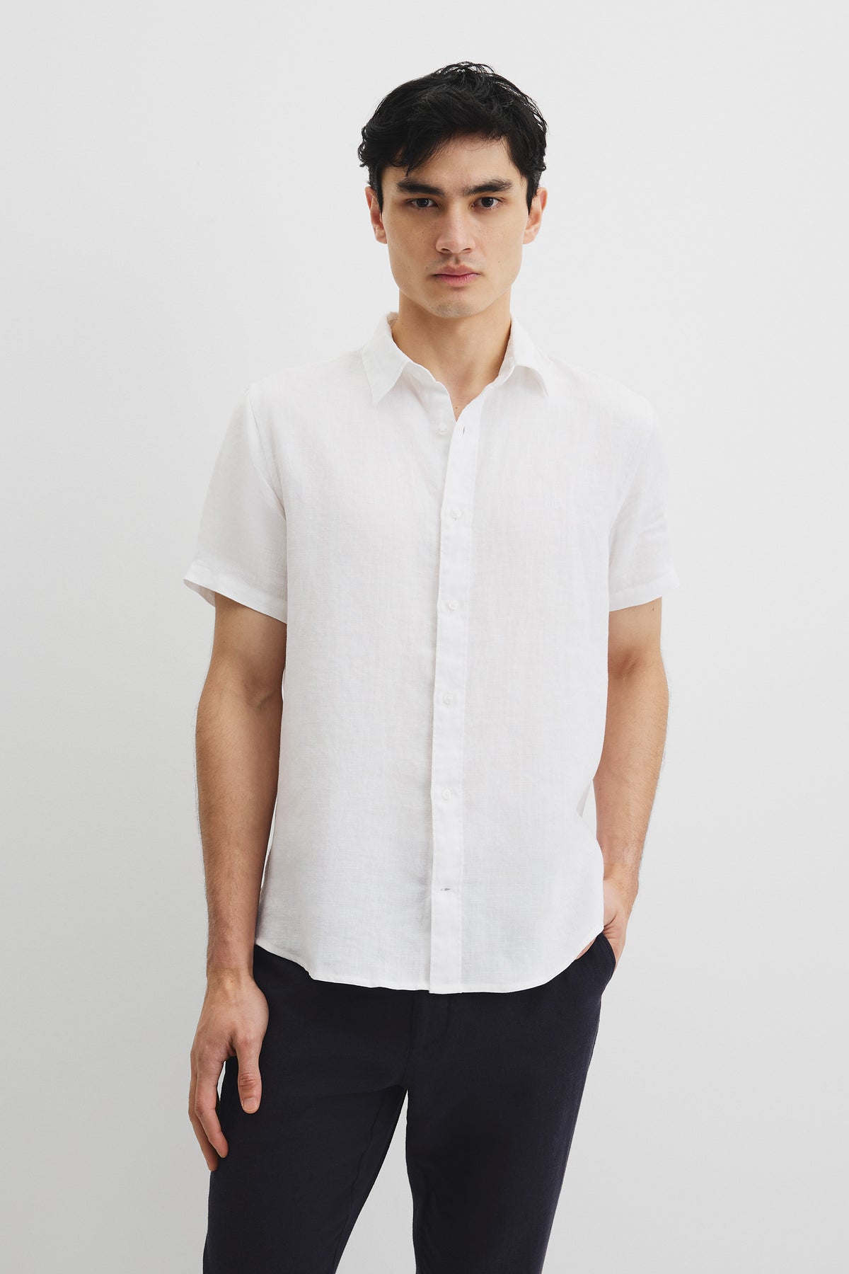 Regular Fit Organically Grown Linen Short Sleeve Shirt