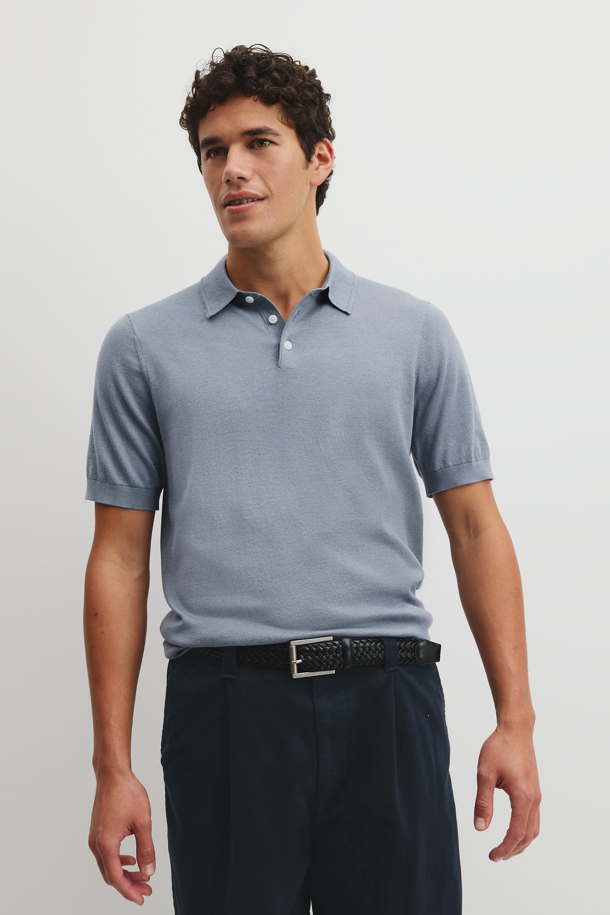 Australian Cotton Blend Silk Button Polo