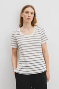 Organically Grown Linen Stripe Scoop Neck T-Shirt