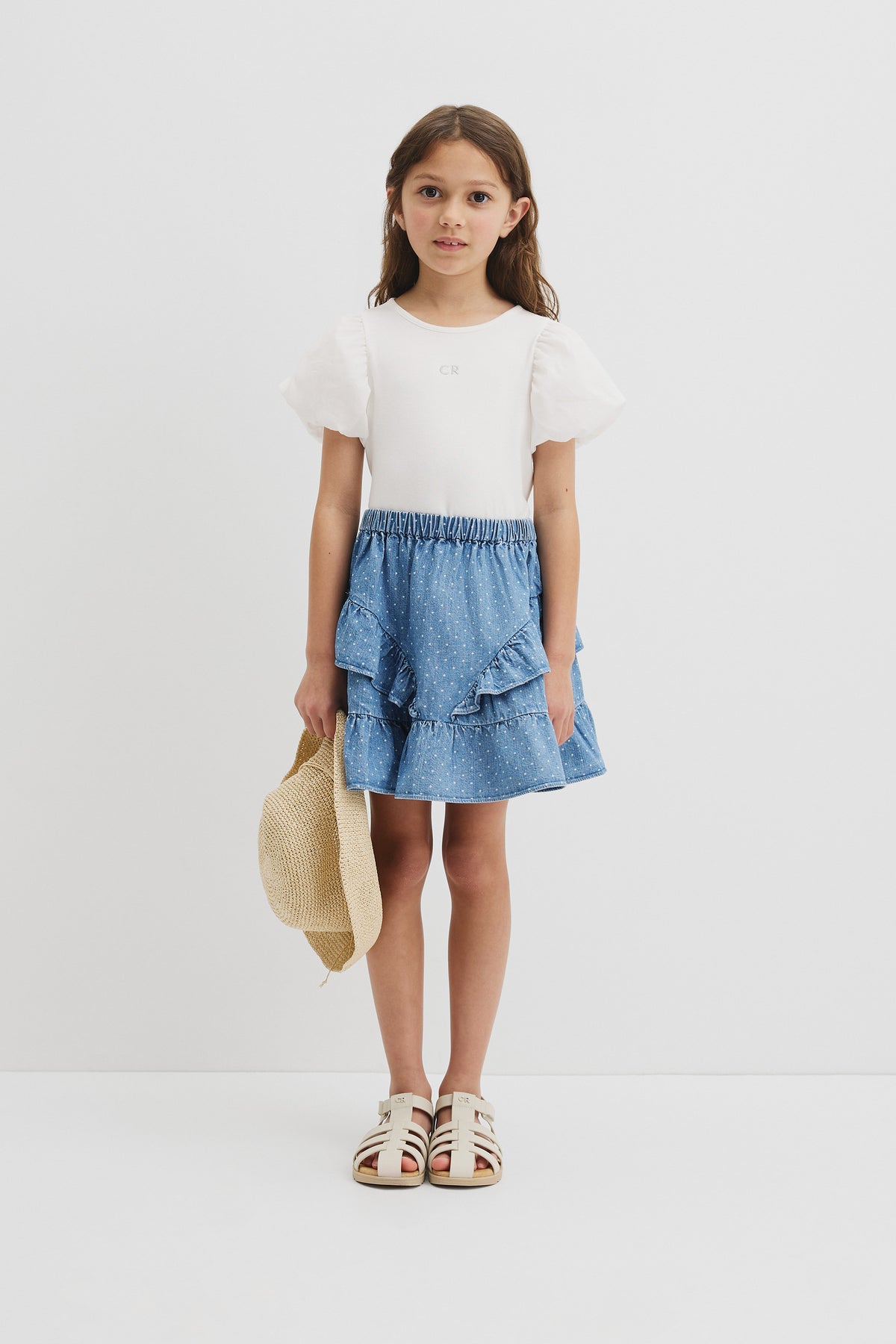 Cotton Frill Detail Mini Skirt