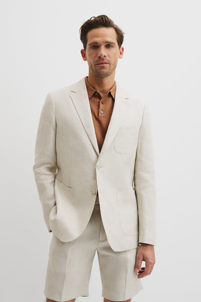 Herringbone Linen Single Breasted Jacket