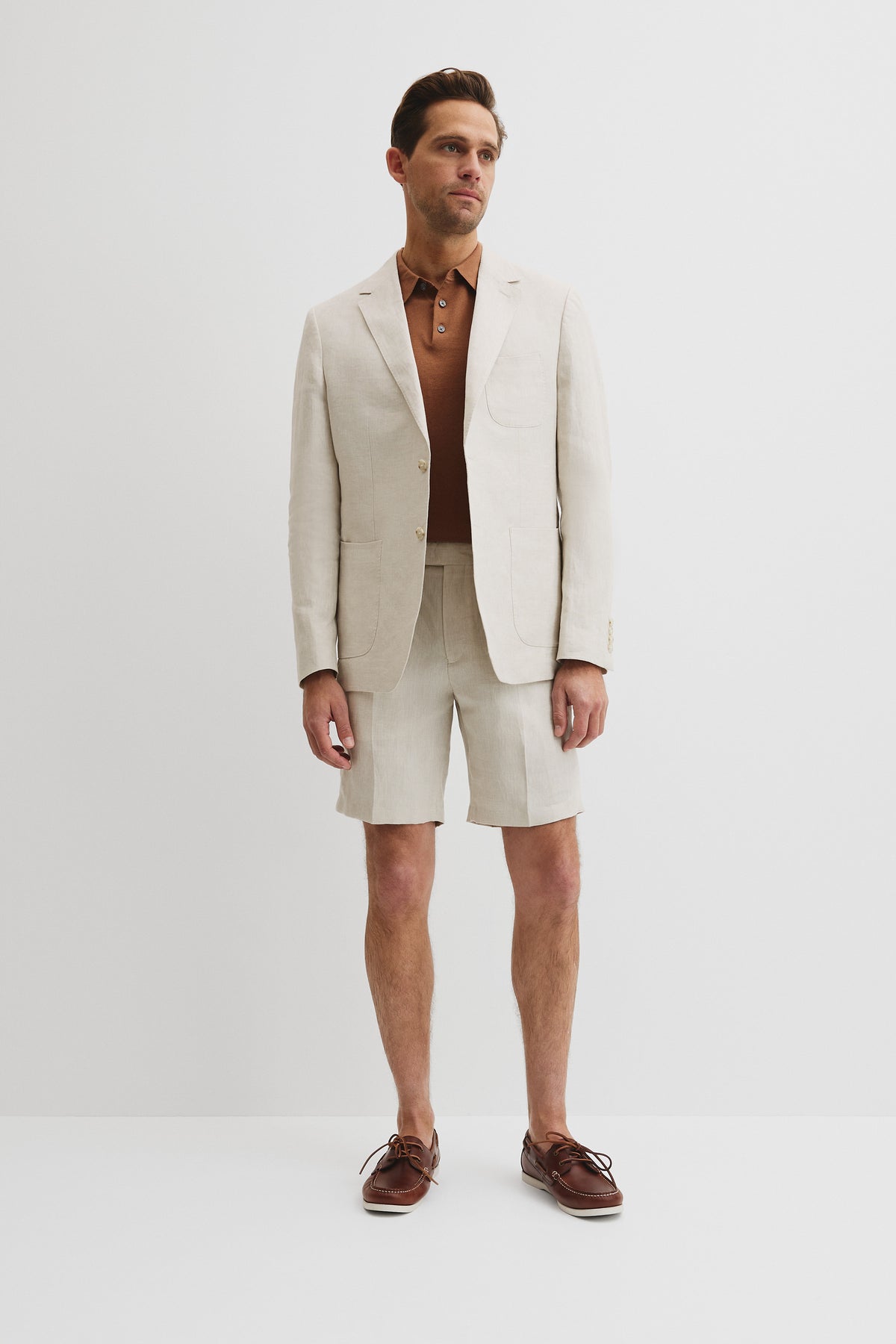 Herringbone Linen Single Breasted Jacket