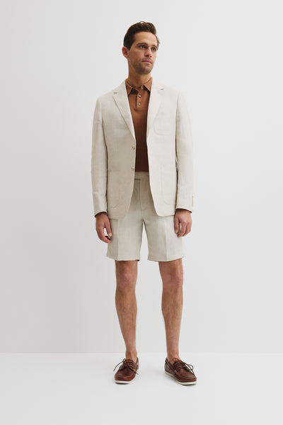 Herringbone Linen Single Breasted Jacket