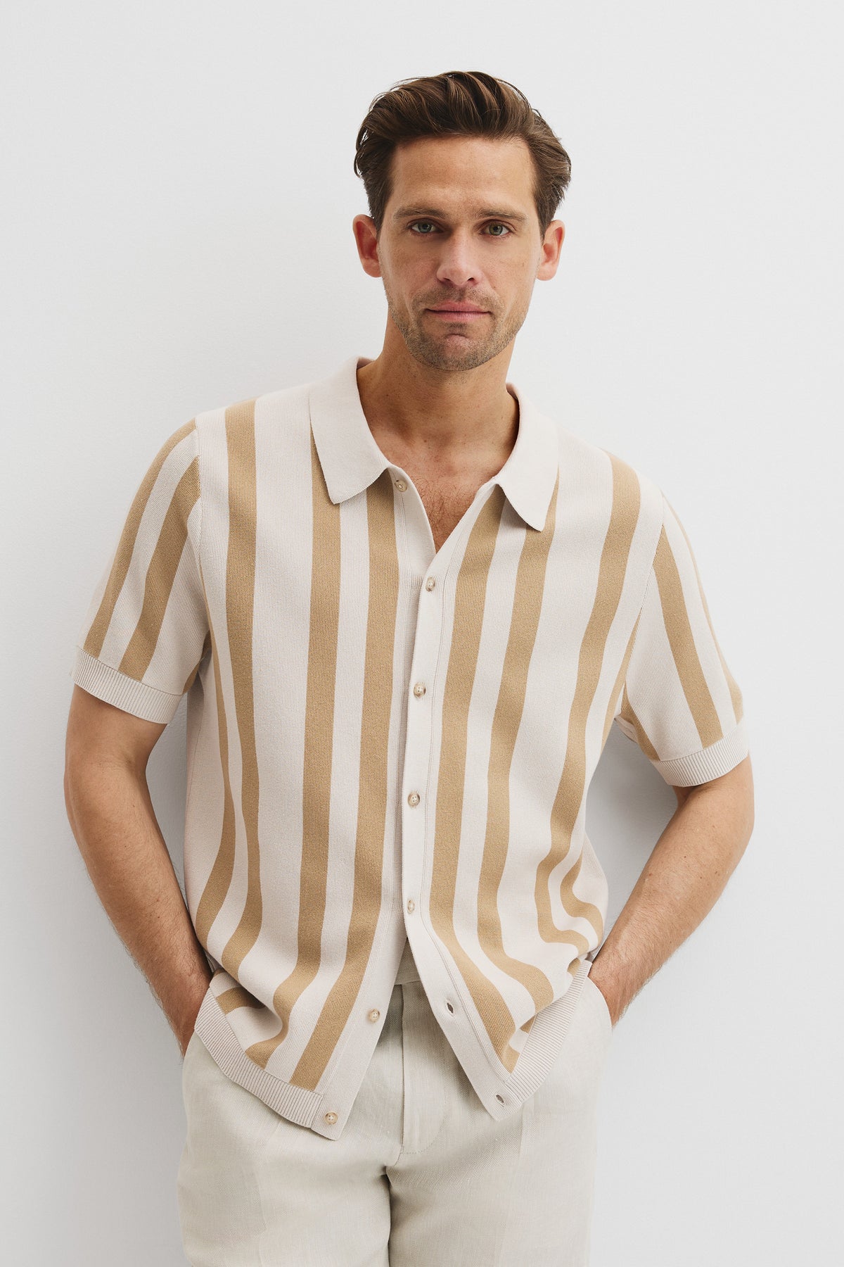 Organically Grown Cotton Stripe Knit Shirt