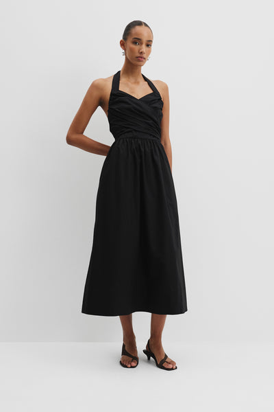 Organically Grown Cotton Halter Detail Midi Dress