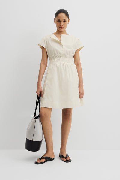Australian Cotton Shirred Waist Mini Dress