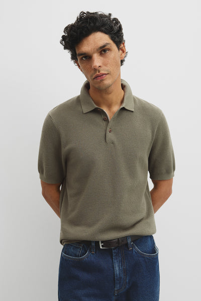 Short Sleeve Australian Good Earth Cotton Pique Knit Polo