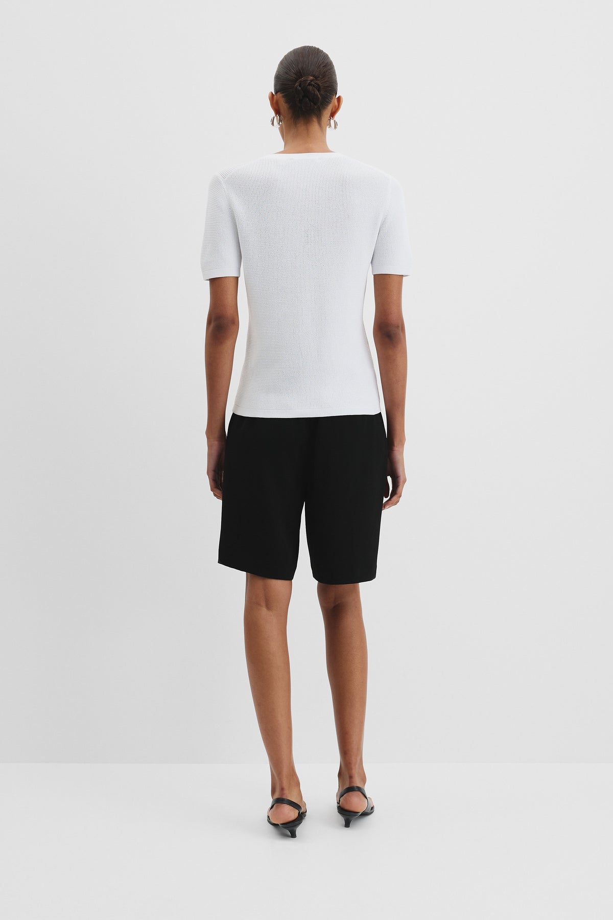 Waffle Short Sleeve Button Knit
