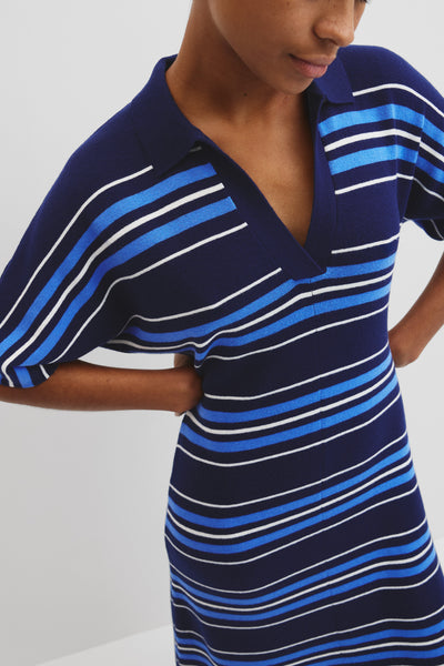 Australian Merino Stripe Polo Knit Dress