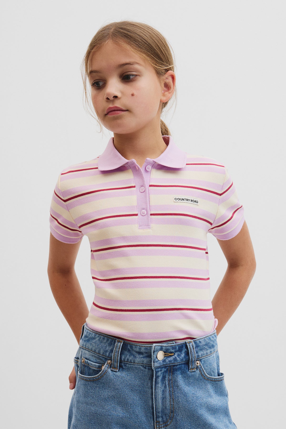 Teen Australian Cotton Short Sleeve Stripe Polo Top