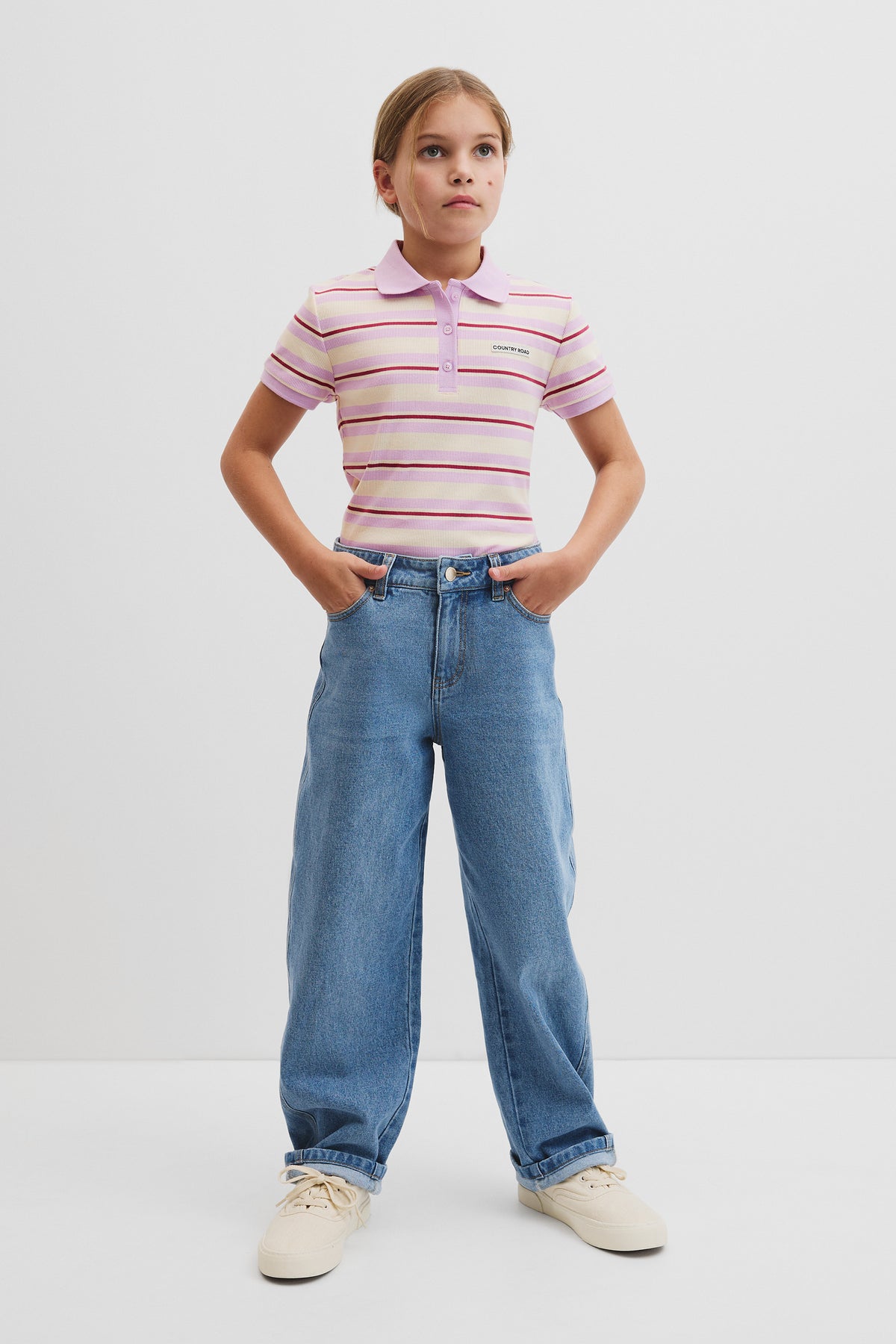 Teen Australian Cotton Short Sleeve Stripe Polo Top