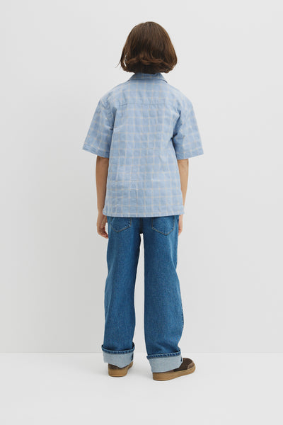 Teen Contrast Check Short Sleeve Shirt