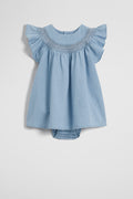 Organically Grown Cotton Sleeveless Chambray Romper Dress