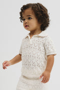Australian Cotton Short Sleeve Collar Knit Top