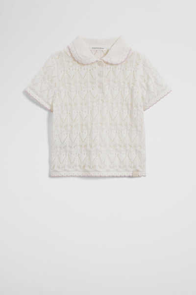 Australian Cotton Short Sleeve Collar Knit Top