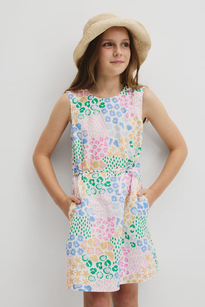 Teen Sleeveless Print Shift Dress