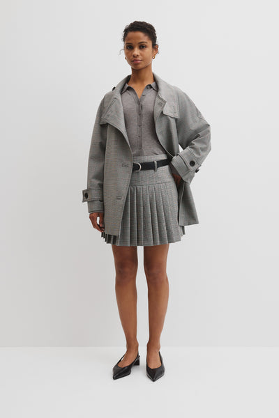 Wool Blend Funnel Check Jacket