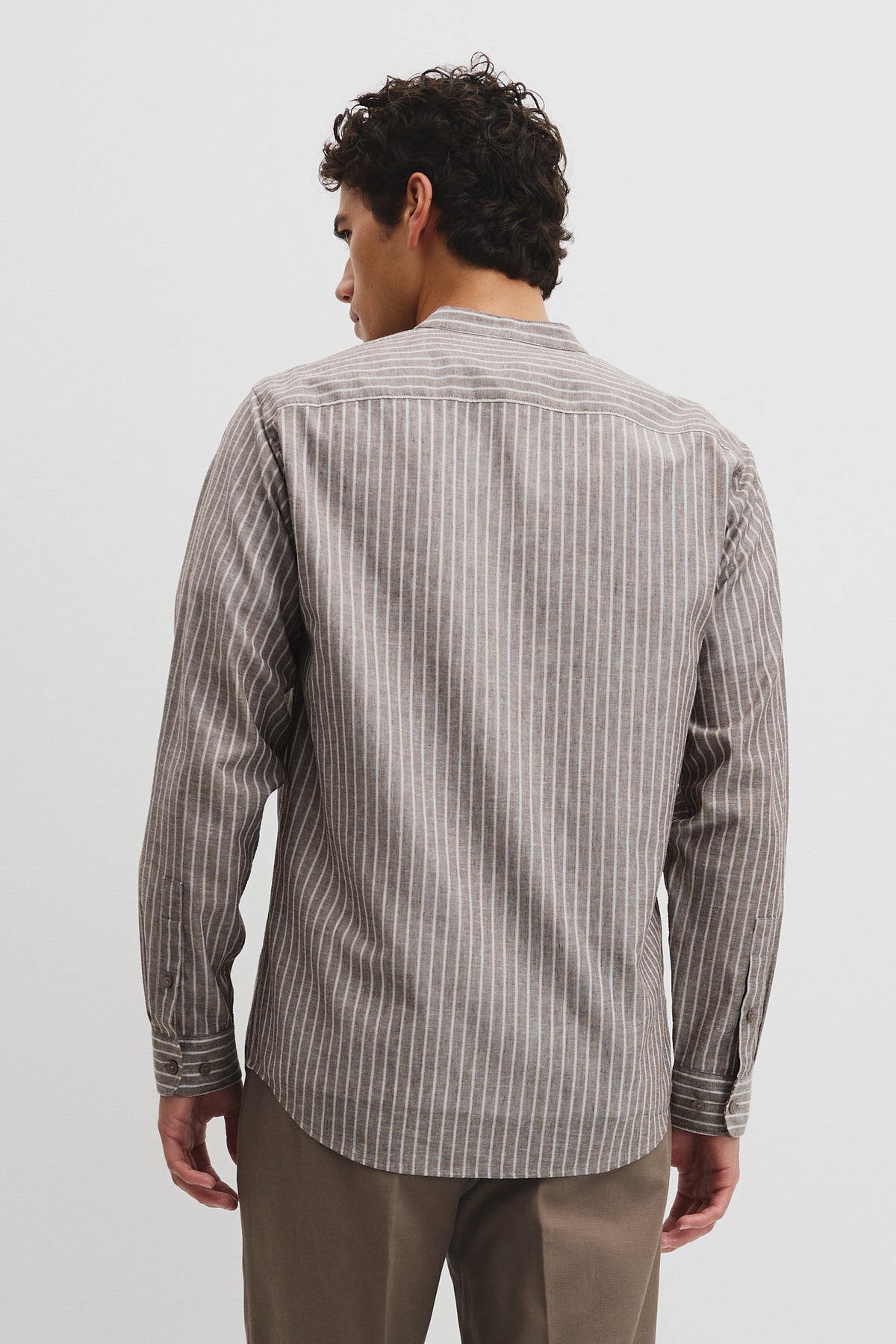Regular Fit Cotton Linen Standard Collar Shirt