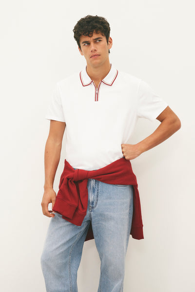 Short Sleeve Tipped Zip Polo