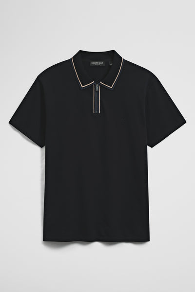 Short Sleeve Tipped Zip Polo