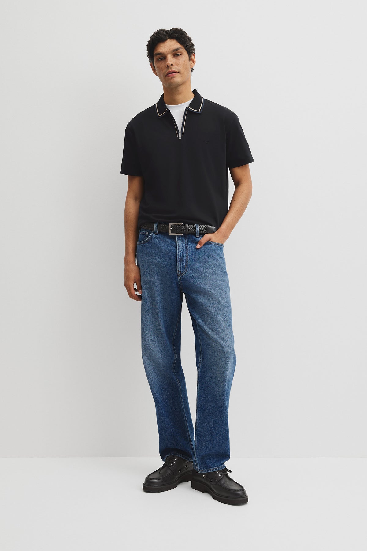 Short Sleeve Tipped Zip Polo