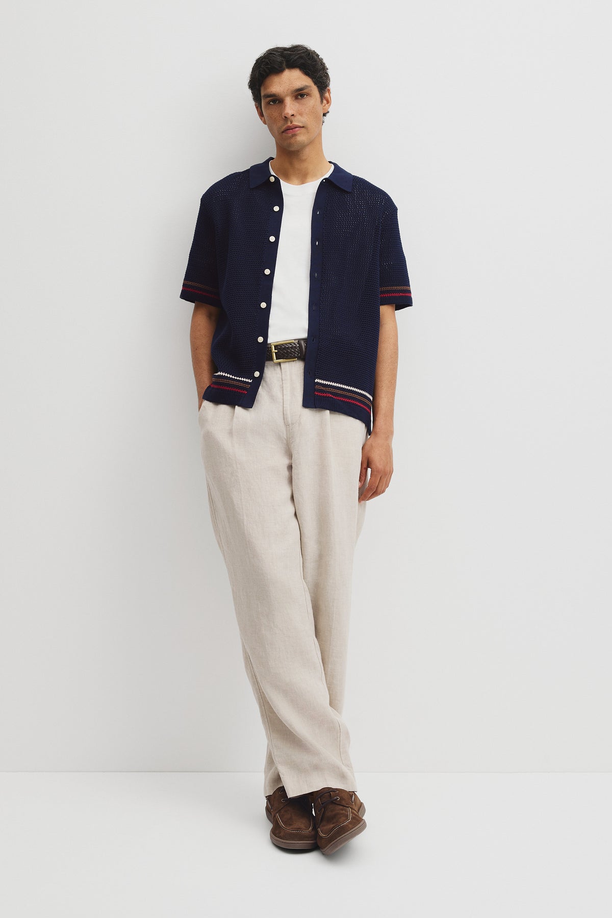 Relaxed Fit Australian Cotton Stripe Knit Shirt