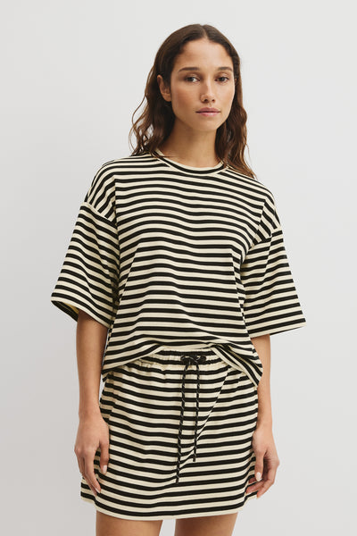 Australian Cotton Blend Stripe Boxy T-Shirt