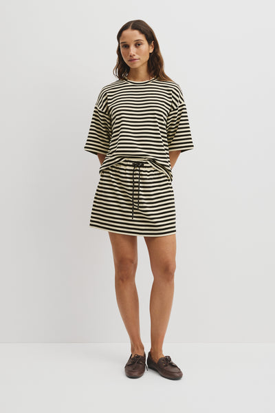 Australian Cotton Blend Stripe Boxy T-Shirt