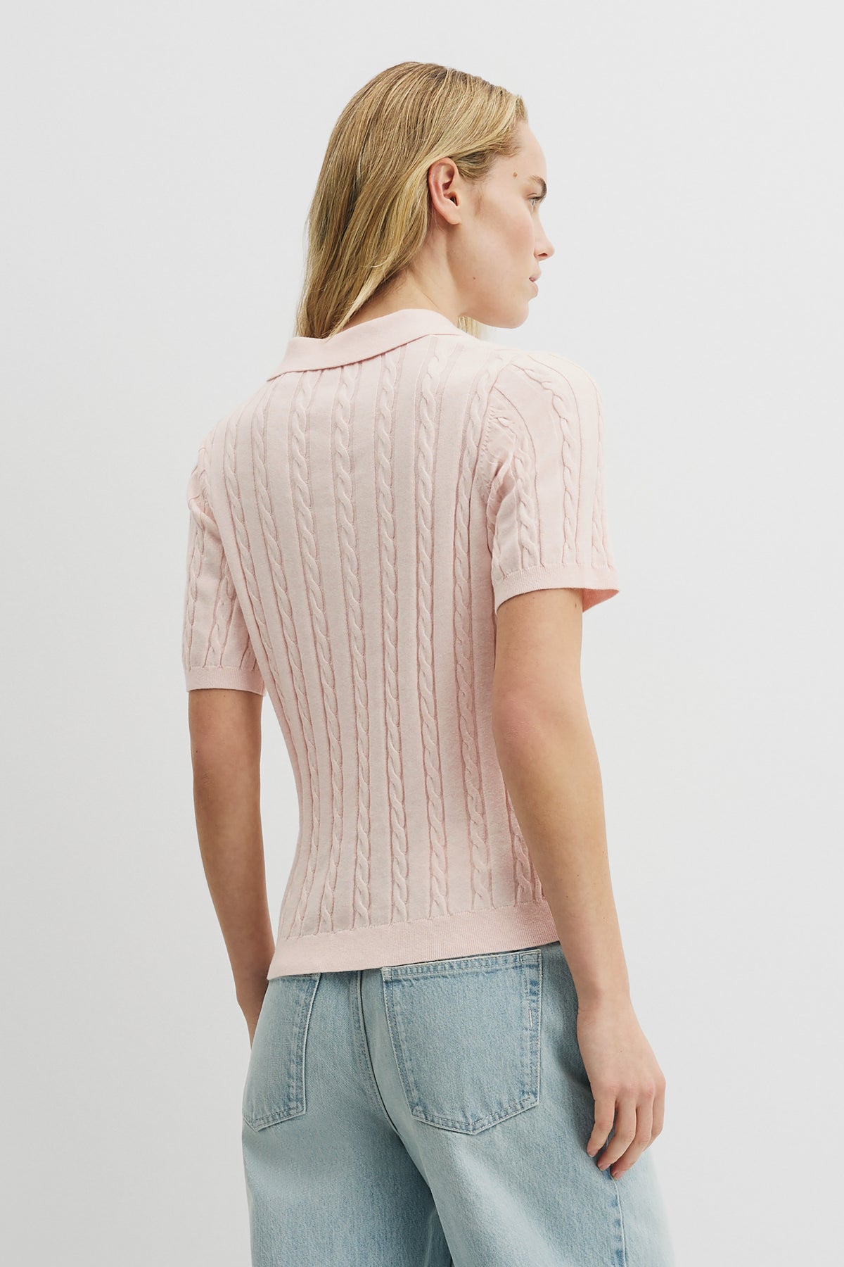 Organically Grown Cotton Blend Cable Polo Knit