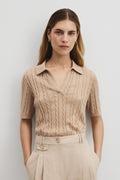 Organically Grown Cotton Blend Cable Polo Knit