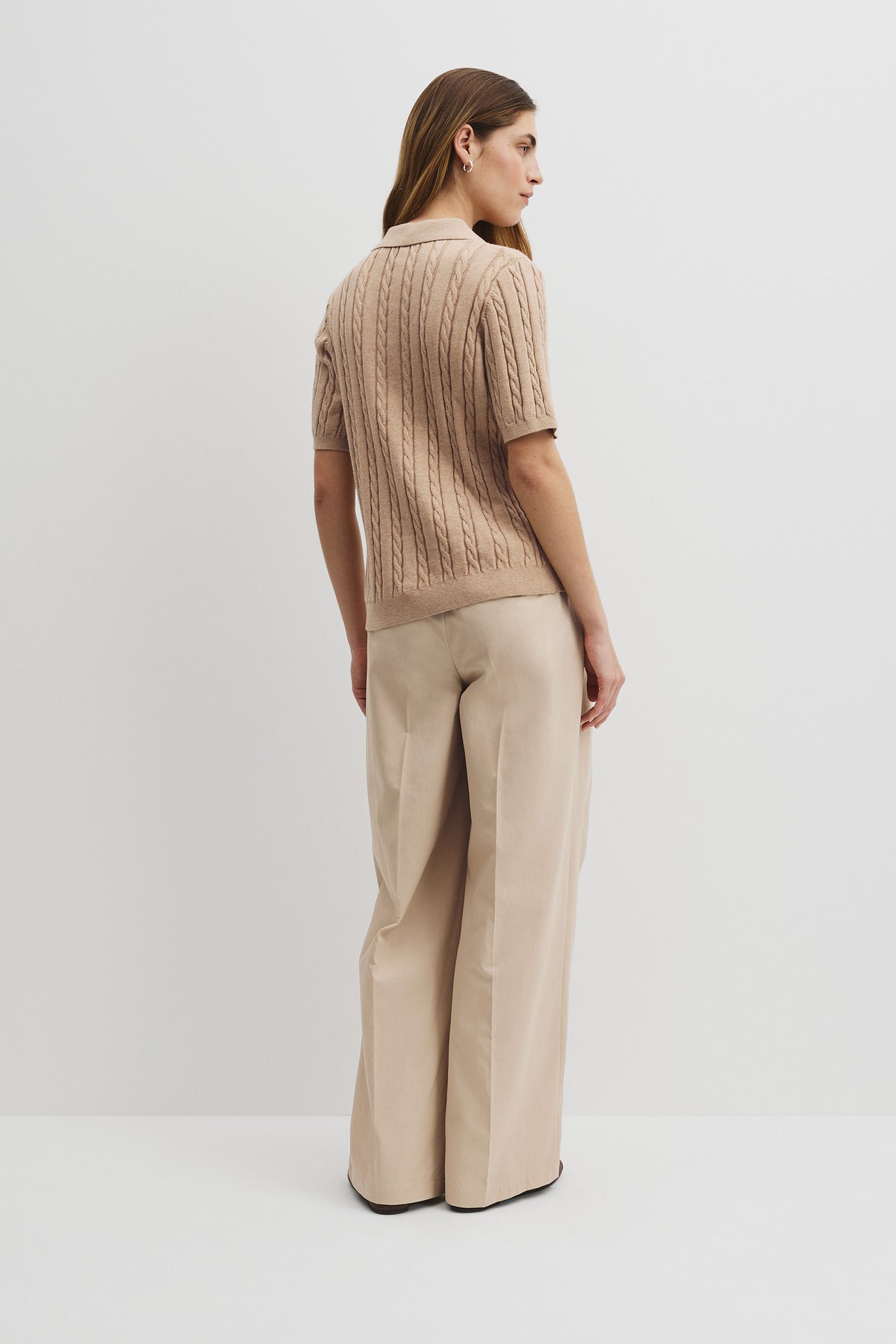 Organically Grown Cotton Blend Cable Polo Knit