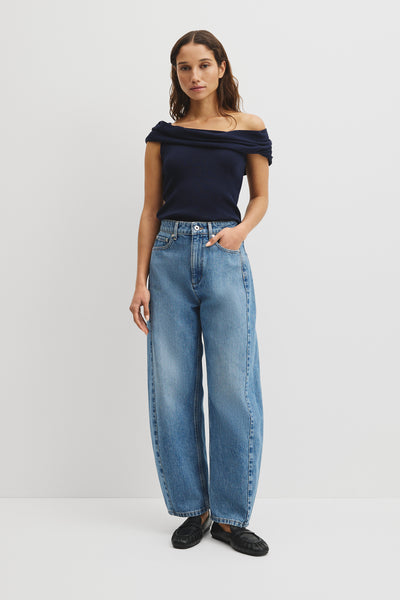 Australian Cotton Fold Over Knit Top