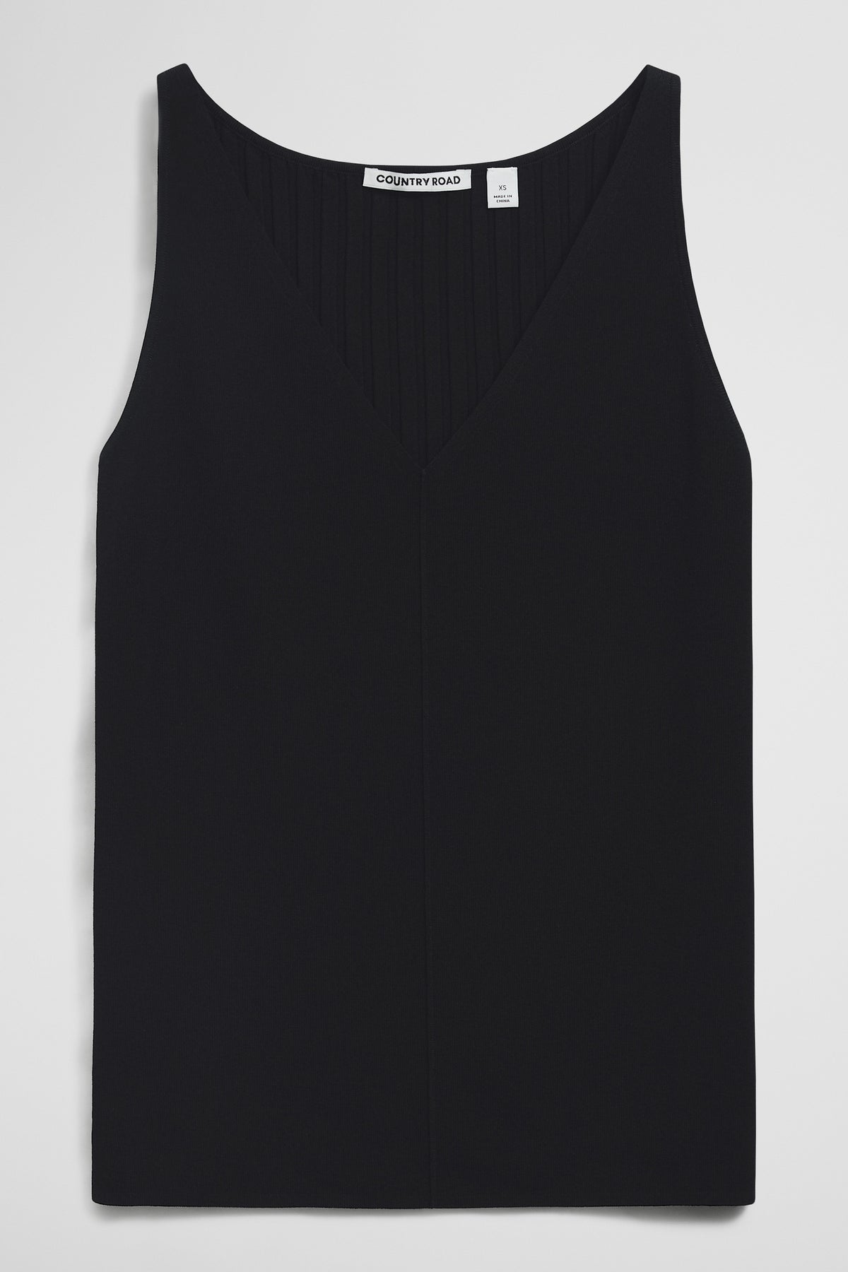 V-Neck Rib Detail Knit Tank