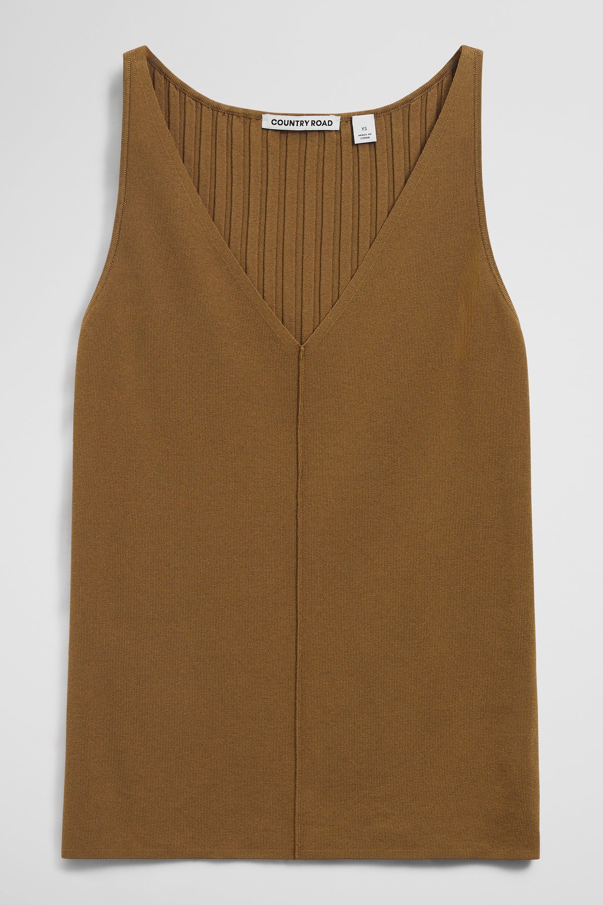 V-Neck Rib Detail Knit Tank