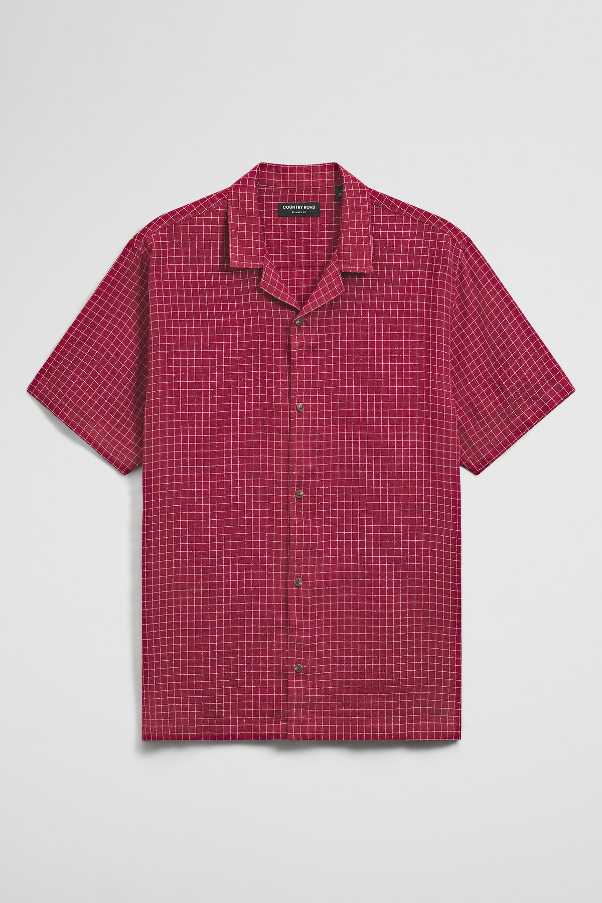 Relaxed Fit Short Sleeve Linen Blend Check Shirt