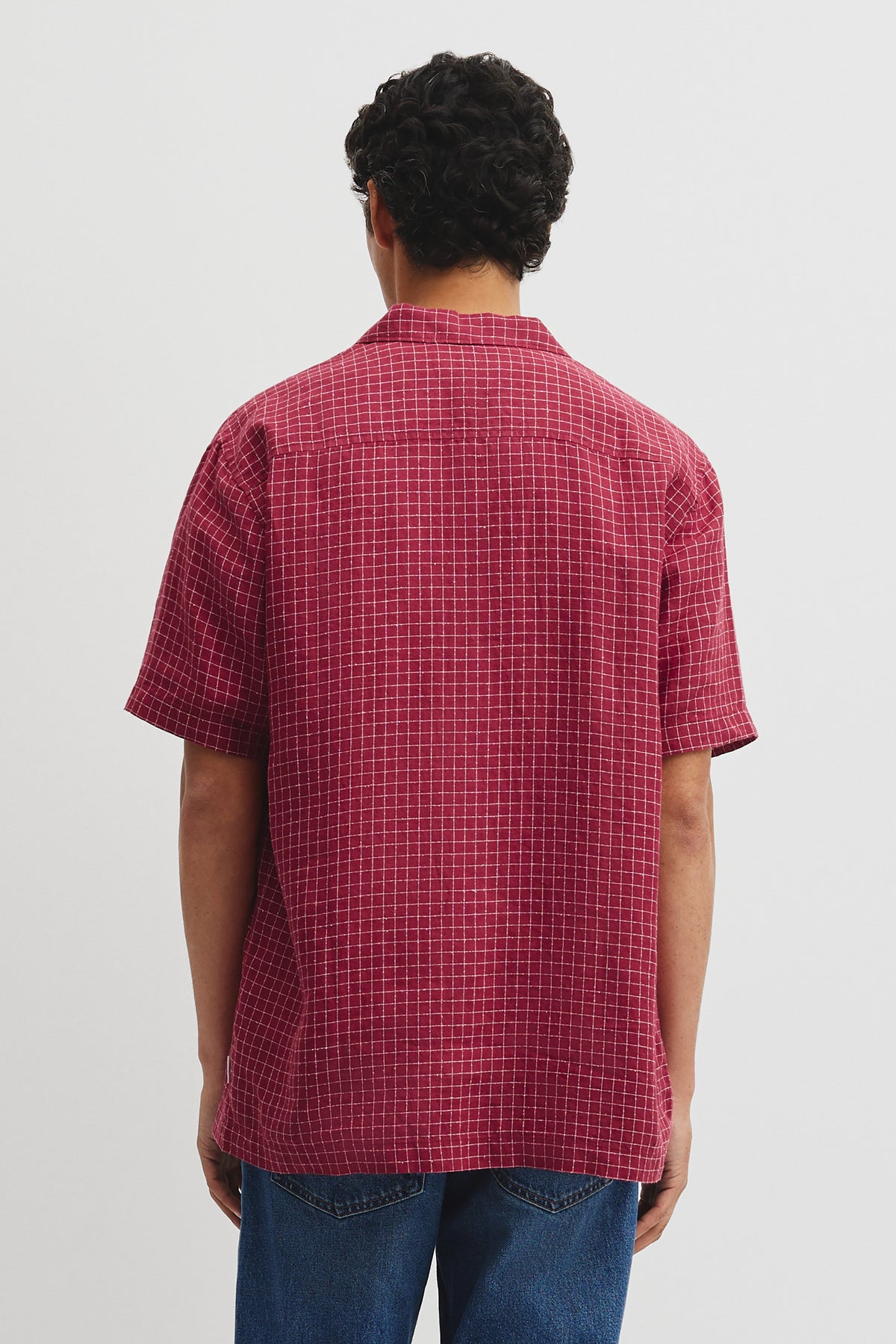 Relaxed Fit Short Sleeve Linen Blend Check Shirt