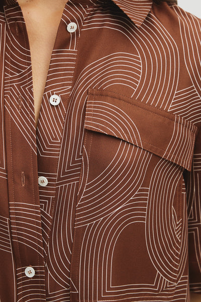 Logo Washable Silk Shirt Dress